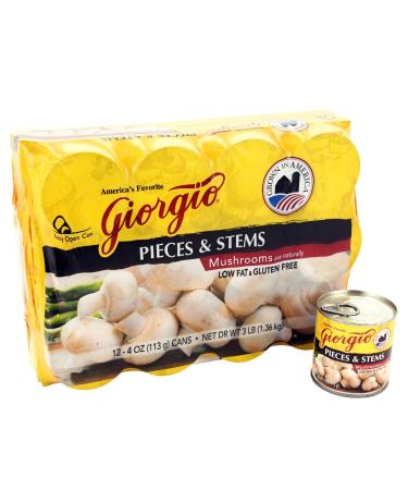Giorgio Mushrooms, Pieces N Stems, 4-ounce (Pack of 12) 4 Ounce (Pack of 12)