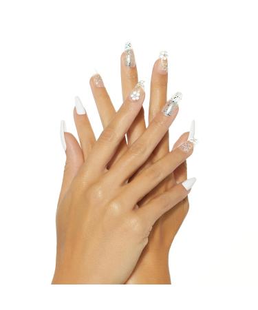 KISS Gel Fantasy Press On Nails - Sweet Jelly White Coffin Shape Long Size | 28 Nails & Glue Included | Perfect for International Shipping - Buy Online on GoSupps.com