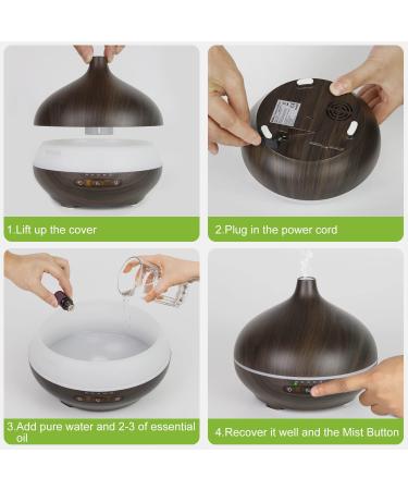 Gutiyyo 600ml Aroma Diffuser | Essential Oil Diffuser with 5x10ml Oils 7-Color LED Humidifier & Auto Shut Off - Buy Online on GoSupps.com