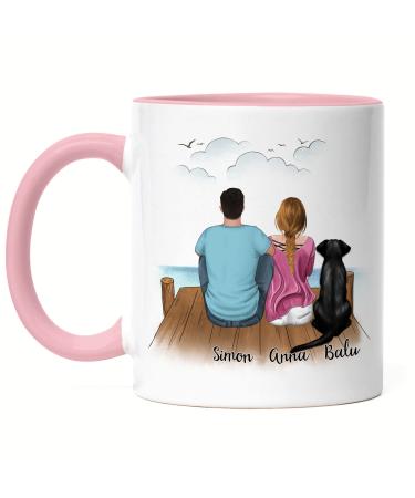 Kiddle design couple with dogs cup of pink personalized dog owner gift dog lover couple dog dog mom dad dog mama dog dad