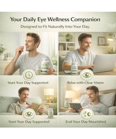 Evervision 14-in-1 Advanced Eye Formula Daily Eye Nutrition Supplement with Lutein Zeaxanthin Saffron & Bilberry Extract Eye Health Support for Adults 60 Capsules (2) - Buy Online on GoSupps.com