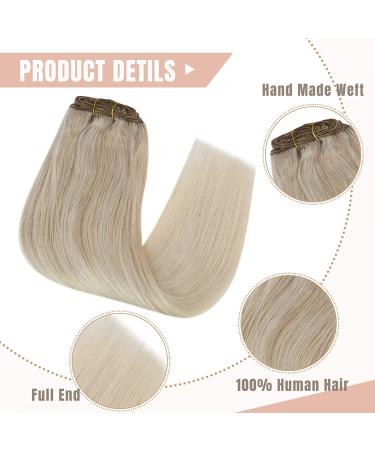 FSHINE Real Hair Clip-In Extensions 7pcs 100% Remy Balayage Ash Blonde to Platinum Blonde - 40cm 120g | Smooth & Natural - Buy Online on GoSupps.com