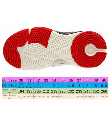 HSNA Basketball Shoes for Kids - Velcro Sports Shoes Boys Size 30-40 (36 EU) Black Red | International Shipping Available - Buy Online on GoSupps.com
