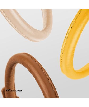 Collardirect Round Leather Dog Collar - Handmade Softly Padded Adjustable for Dogs & Cats (48-53 cm) - Available in Black Pink Red Purple Blue Yellow - Buy Online on GoSupps.com