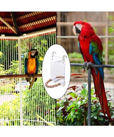 Bird Mirror Cotton Rope Standing Bar Birdcage Perches Mirror Cage Hanging Toy for Cage Cockatiels Finch Canaries - Buy Online on GoSupps.com