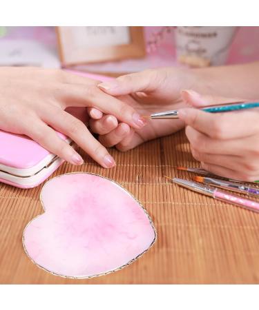 Sibba Nail Art Palette Set with 5 Brushes - Pink Resin Mixing Plate for Polish Color Display and Cosmetic Tools - Buy Online on GoSupps.com