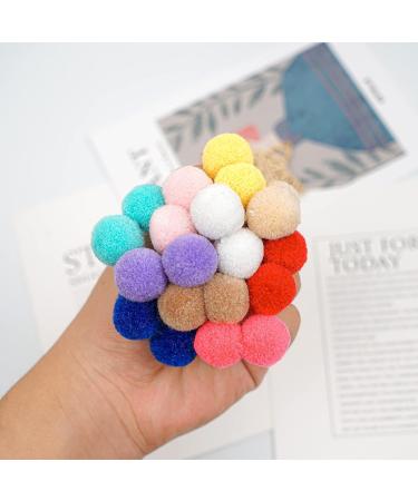 40Pcs Fluffy Pom Pom Hair Ties | Cute Ball Hair Bands for Girls, Toddlers & Teens - Buy Online on GoSupps.com