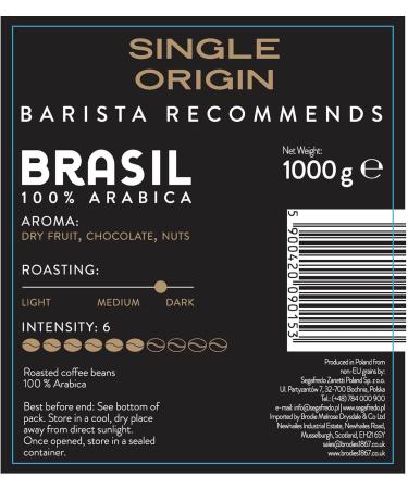 Segafredo Zanetti Whole Bean Coffee - Single Origin Brazil 100% Arabica - 1 KG - Barista Recommended | Rich Flavors of Dried Fruits Nuts & Chocolate - Buy Online on GoSupps.com