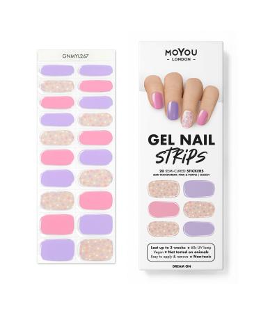 MOYOU LONDON Semi Cured Gel Nail Strips 20 Pc. Gel Wraps for Nails Get 1 Free UV Lamp when you Get 3 or More Easy Apply & Remove for Salon-Quality Manicure -Dream On - Buy Online on GoSupps.com