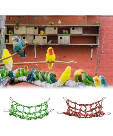 Bohue 2Pcs Colorful Woven Climbing Net Pet Hammock Netting Toy Hanging Hammock Net with 4 Hooks Small Animal Supplies Rope Ladder for Parrot Bird Hamster Squirrel - Buy Online on GoSupps.com