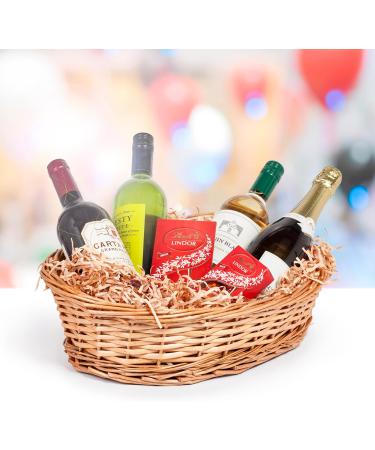 DIY Wicker Gift Hamper Kit - Oval Basket for Christmas, Weddings, Baby Showers - Natural - Buy Online on GoSupps.com
