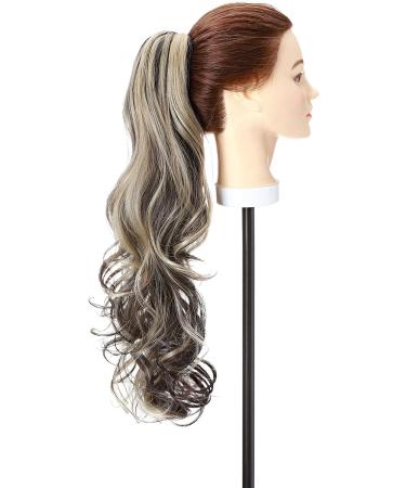 S-noilite Clip in Ponytail Extension 24 Curly Dark Brown & Ash Blonde - Synthetic Hairpiece for Women - Buy Online on GoSupps.com