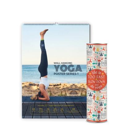 Yoga Poster Series - Top 362 Best Yoga Poses Calendar - Relieve Stress, Increase Flexibility, Gain Strength | Yoga Postures & Exercises | 14 Pages Spiral Yoga Calendar, Size: 15"x20" - Buy Online on GoSupps.com