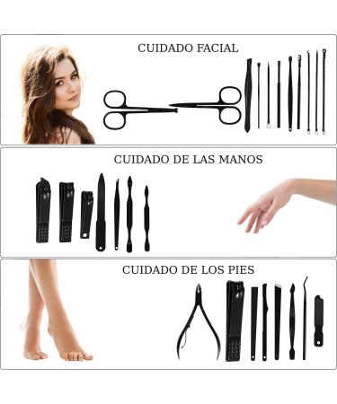 Professional 26-Part Manicure & Pedicure Set - Stainless Steel Nail Care Tools for Men & Women - Black - Buy Online on GoSupps.com