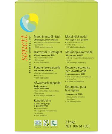 Sonett Organic Dishwasher Detergent (2 x 3 kg) Fragrance-neutral 6 kg (1 pack)