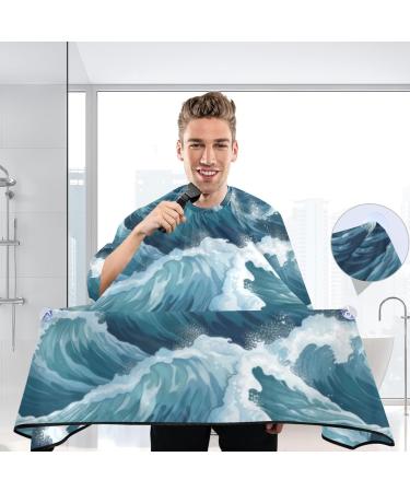 Waterproof Barber Cape - Sea Wave & Cheetah Print Haircut Bib for Men & Women | Unisex Hair Cutting Cape - Buy Online on GoSupps.com