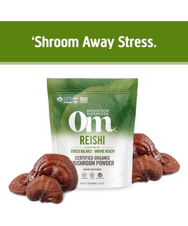 Om Mushroom Superfood Reishi Powder - Organic Adaptogen for Stress & Immune Support, 7.05 oz - 100 Servings - Buy Online on GoSupps.com