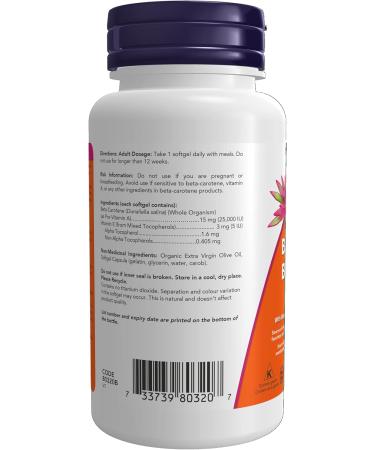 Now Beta Carotene 25 000 IU Natural D.Salina 90gel - Buy Online on GoSupps.com