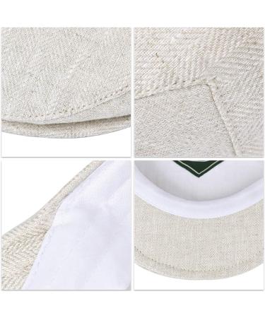BOTVELA Men Linen Newsboy Hat 7 1/4 - 7 3/8 Herringbone Beige | Summer Ivy Cap - Buy Online on GoSupps.com