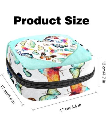Portable Women's Binding Storage Bags | Menstrual Cup & Pad Pockets for Teens | Butterfly Heart Green Pattern - Buy Online on GoSupps.com