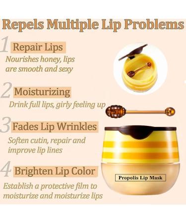 Honey lip balm moisturizing propolis lip mask makeup remover brush to nourish skin and protect lip oil line to reduce dead skin of lips Honey color - Buy Online on GoSupps.com