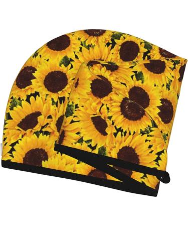 Yellow Sunflowers Coral Velvet Dry Hair Cap | Ideal for Home Travel Pool Parties & More | Quick-Dry Solutions - Buy Online on GoSupps.com