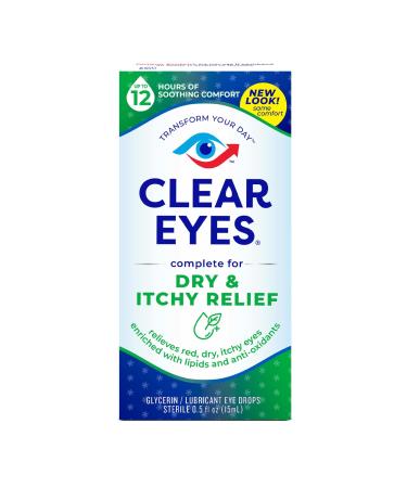 Clear Eyes Dry & Itchy Eye Relief Eye Drops, 0.5 Fl Oz 0.5 Fl Oz (Pack of 1)