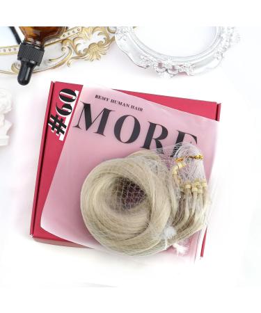 Moresoo Micro Loop Extensions | Real Hair Blonde Microring Extensions 45cm | Platinum Blonde Microlink Hair Extensions #60 | Lightweight & Invisible 1g/s - 50g - Buy Online on GoSupps.com