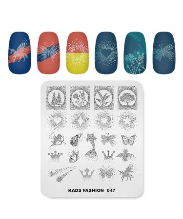 KADS Stamping Plate Nail Stamp Stencil Sparkling Betterfly Meteor Wing Mermaid Nail Art Design Decoration Tool (FA047)