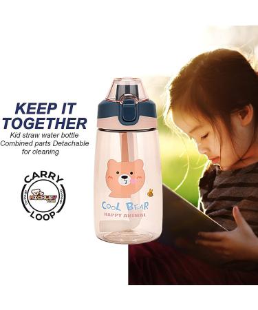 MICHLEY 16oz Water Bottle with Straw for Toddlers 3+ Years - Orange Lion - Buy Online on GoSupps.com