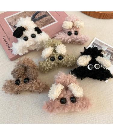 xbiez Harajuku Plush Dog Hair Claw for Girl Hair Claw Delicate Plush Dog Shape Hair Barrettes for Teenager Ponytail Decors White - Buy Online on GoSupps.com