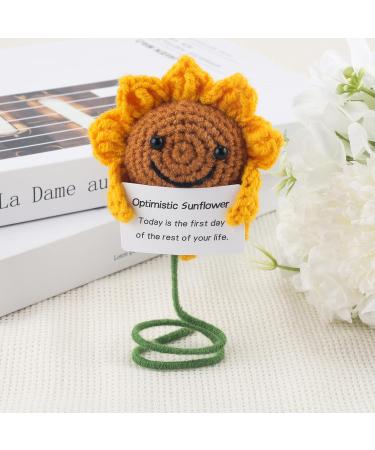 ZWJZMC Mini Funny Positive Sunflower Cute Knitted Sunflower with Positive Card Creative Wool Crochet Inspirational Cheer Up Birthday Bridesmaid Proposal Gifts for Wife Mom Grandma Girlfriends - Buy Online on GoSupps.com