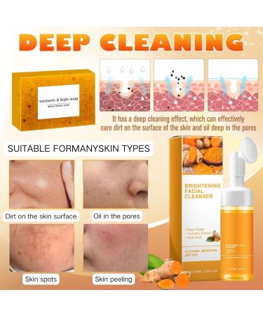 4PCS Turmeric Wash and Cleaning Care Three Piece Kit Turmeric Trio: Facial Wash Turmeric Soap Bar & Turmeric Cleansing Exfoliating Pads Face & Body Cleansing Skincare Set - Buy Online on GoSupps.com