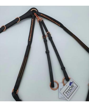 Shop Deister Brown Rose Gold Pink Leather Breastplate with Rhinestone Glitter Auxiliary Reins for Warmbloods - Premium eCommerce Store - Buy Online on GoSupps.com