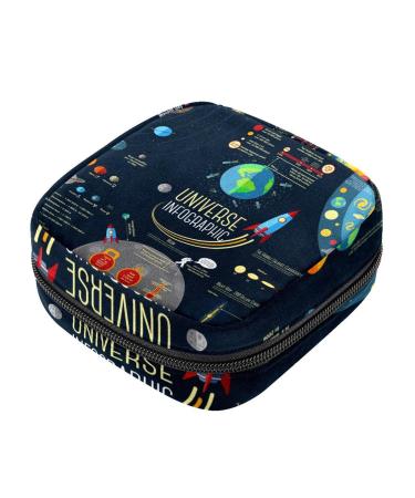 Universe infographics solar system sanitary napkins storage bag menstruation pad bag pocket portable menstrual cup pocket with zipper for teenagers girls women and women