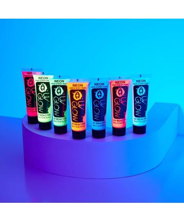 UV Body Paint Set - 7 Luminous Neon Colors (10ml Each) for Black Light Body Painting - Buy Online on GoSupps.com
