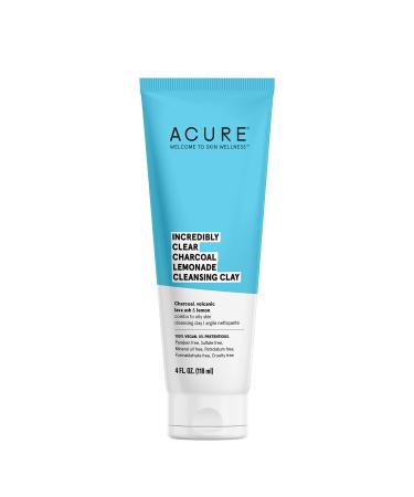 ACURE Incredibly Clear Charcoal Lemonade Cleansing Clay | 100% Vegan | For Oily to Normal & Acne Prone Skin | Charcoal, Volcanic Lava & Lemon - Cleanses & Detoxifies | 4 Fl Oz (Packaging May Vary)