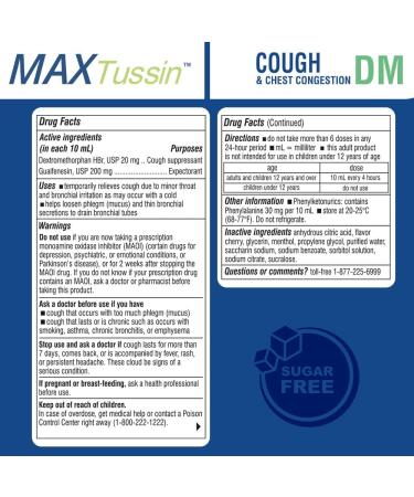 Cough and Chest Congestion DM Sugar Free - 16oz Cough Syrup for Effective Relief | Fast International Shipping - Buy Online on GoSupps.com