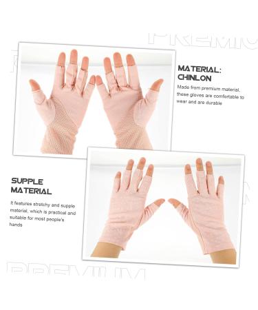 FOMIYES 2 Pairs Sun Protection Half Finger Gloves UV Hand Protector Skin Protective Gloves Manicure Tools UV Gloves Womens Glives Salon Miss Accessories Pink Nylon - Buy Online on GoSupps.com