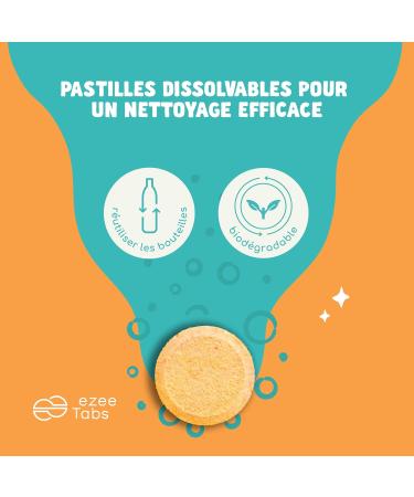 EzeeTabs Kitchen Cleaner - Cleaning Tablets for Microplastic-free Biodegradable and Vegan Cleaning Products - 4 x Cleaner with Degreasing Power and 1 x Reusable Bottle - Buy Online on GoSupps.com