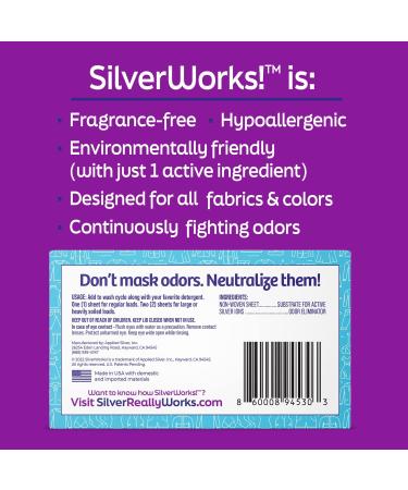 Silver Ion Laundry Odor Eliminator Sheets - Natural Deodorizer for Strong Odors - Lasting Protection and Freshness - 24 Loads - Buy Online on GoSupps.com