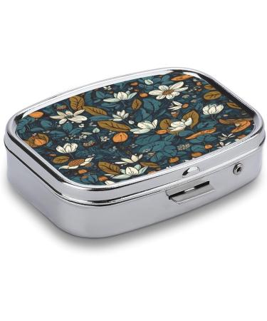 Pill Box Wild Nature Print - 2 Compartment Portable Pill Organizer | Decorative Metal Case for Pocket & Purse - Buy Online on GoSupps.com