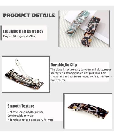 Buy Large Retro French Vintage Hair Clips - 2 Piece Set for Thick Hair - Stylish Automatic Hair Barrettes for Women - Buy Online on GoSupps.com