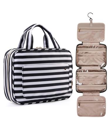 BAGSMART Toiletry Bag Travel Bag with Hanging Hook, Water-resistant Makeup Cosmetic Bag Travel Organizer for Accessories, Shampoo, Full Sized Container, Toiletries Black Medium