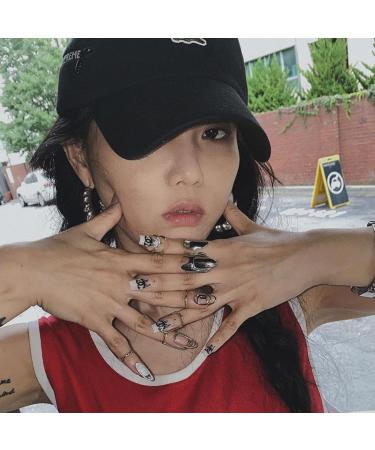 QIXIAMO Adjustable Finger Nail Art Finger Rings Women Girl Gifts Jewelry Nail Rings Adjustable Fingertip Rings Alloy matter Silver - Buy Online on GoSupps.com