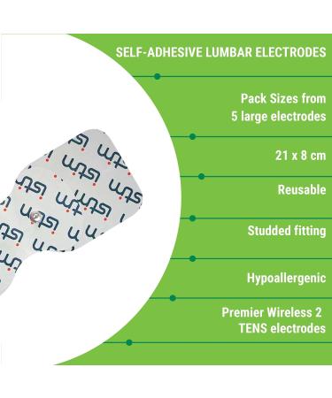 Med-Fit 2 Premier Wireless TENS Large Electrodes (5-Pack): Sized 21cm x 8cm Compatible Exclusively with The Premier 2 Wireless TENS. Refer to Images for Compatibility - Buy Online on GoSupps.com