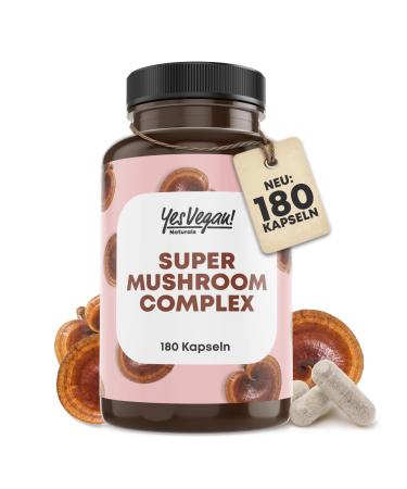 Mushroom complex with B2 B5 B6 (180 capsules) with 7 mushrooms: Lions Mane Reishi Pilz Cordyseps Chaga Hericium Erinaceus - Super Mushroom Complex - Alternative to Mushroom Coffee - Buy Online on GoSupps.com