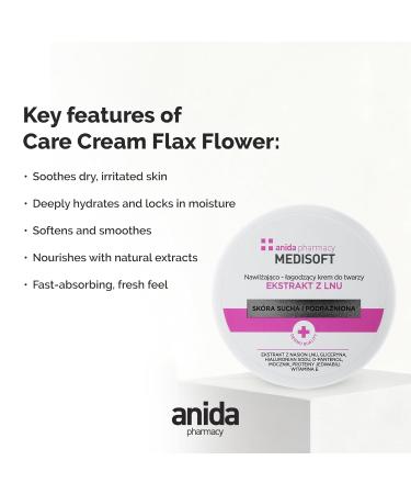 Anida Medisoft - Face Cream - Moisturizing & Soothing Flax Extract - With Hyaluronic Acid Silk Proteins Vitamin E & Panthenol - Dry Skin Care - 100ml - Buy Online on GoSupps.com