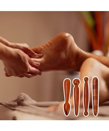 4 Pieces Wood Massage Stick Set - Trigger Point Pusher Tools for Legs Shoulders & Back - Professional Acupuncture Massage Tools - Buy Online on GoSupps.com