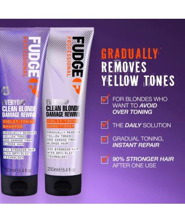 Fudge Clean Blonde Damage Rewind Shampoo 250ml - Purple Toning for Blonde Hair with Bond Repair Technology - Buy Online on GoSupps.com